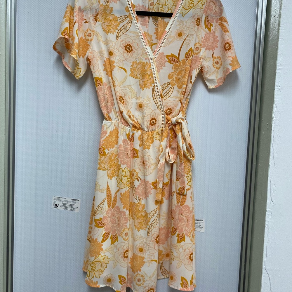 Sienna Sky Orange and Yellow Flutter Sleeve Sundress